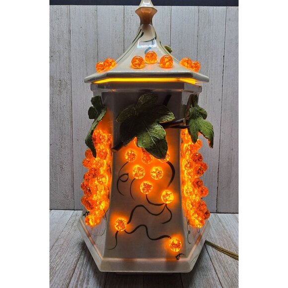 Vintage Art PotteryJar Table Lamp with Acrylic Grapes Design Mid Century Works